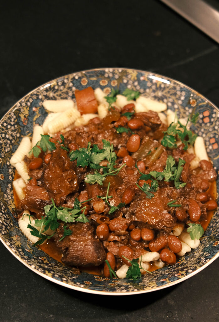 Red Wine-Braised Beef Shank and Beans