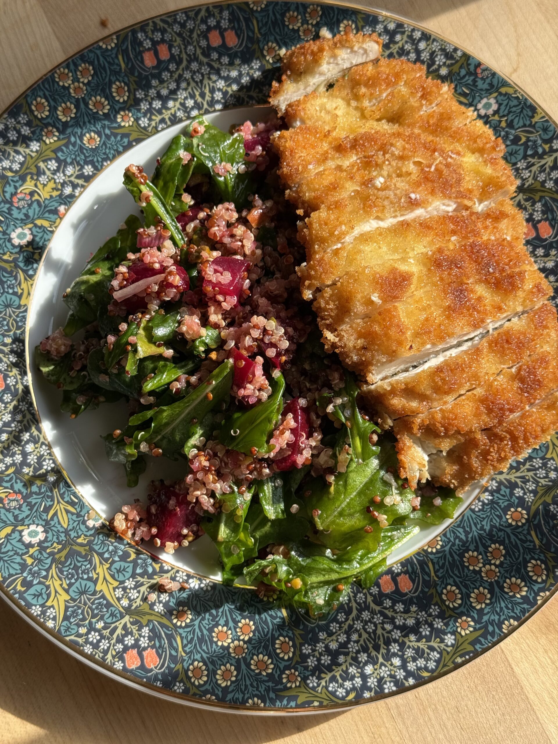 Crispy Chicken Cutlets with Beet & Quinoa Salad